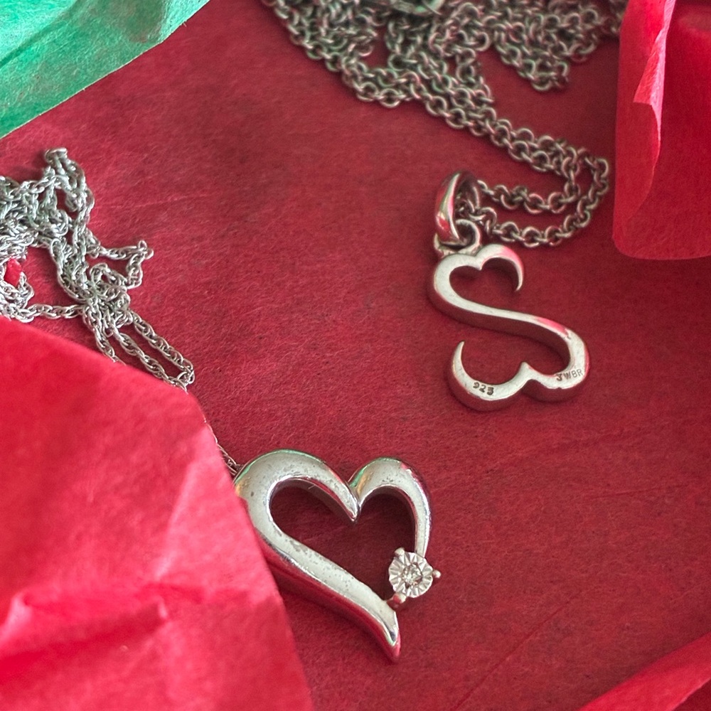 Sterling Silver KAY Jeweler “Open Heart” Collection Necklace pair